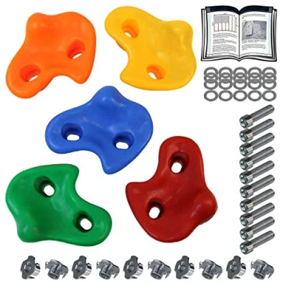 Abbildung von ALPIDEX Kinder Klettergriffe bunt 5/10/15/20/30 Stück Klettersteine inklusive Befestigungsmaterial, belastbar bis 200 kg, Indoor und Outdoor geeignet 5