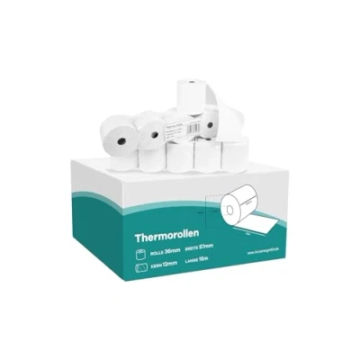 Abbildung von Inoverse EC Cash Thermorollen 57mm x 30mm 12mm, Thermopapier Kassenrollen, 15 m, 50 Rollen, Bonrollen für Kassensystem, Geräte und Bankomat, BPA frei