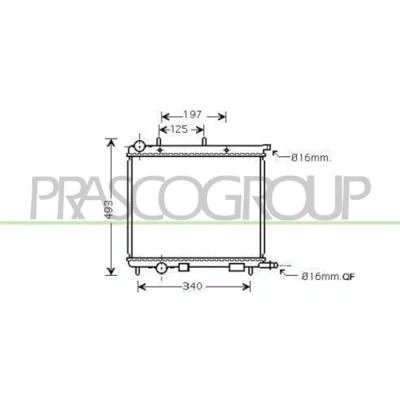 Abbildung von PRASCO CI304R001 Kühler, Motorkühlung Aluminium 380 402, 389 23, 22 Kühlrippen gelötet CITROËN: C2 Schrägheck, C3 Pluriel, I Schrägheck