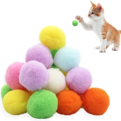 Abbildung von CDRPD 20 Stück Katzenbälle 3 cm,Katzenplüschball,Katze Ball,Spielball Katze,Training Katzen Spielzeug,Katzen Ball,Katzenspielzeug,Filzbälle für Bunt