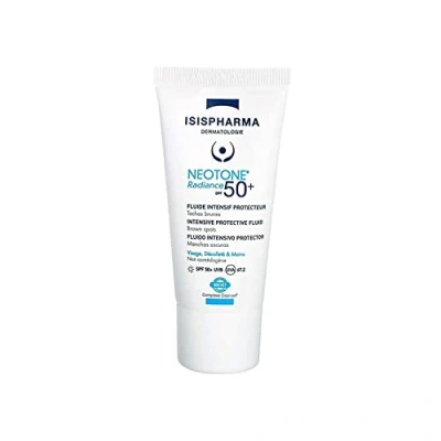 Abbildung von ISISPHARMA NEOTONE RADIANCE SPF 50+ Intensiv Fluid Tagespflege mit Schutz vor UV, UVB, blauem Licht Wirkung gegen Pigmentflecken, Für empfindliche Haut geeignet Frankreich
