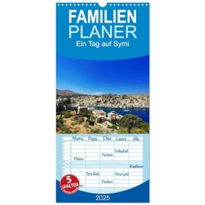 Abbildung von Familienplaner 2025 Ein Tag auf Symi mit 5 Spalten (Wandkalender, 21 cm x 45 cm), CALVENDO