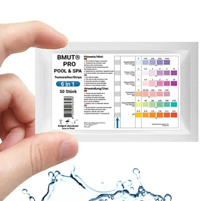 Abbildung von 50x Pool Test 6in1 Whirlpool Wassertester Teststreifen Chlor pH Werte Testpapier