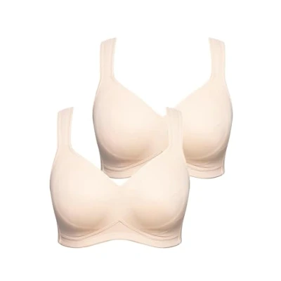 Abbildung von Ulla Popken Grosse GRÖSSEN 2ER PACK, OHNE BÜGEL, Vorgeformte CUPS Tshirt BH, Damen, Größe: 85B, Beige
