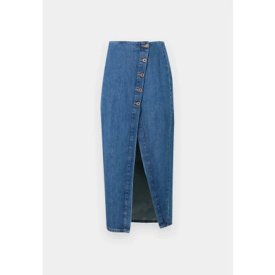Abbildung von Pepe Jeans MIDI Skirt SLIT Jeansrock, Damen, Größe: Large, Blue denim