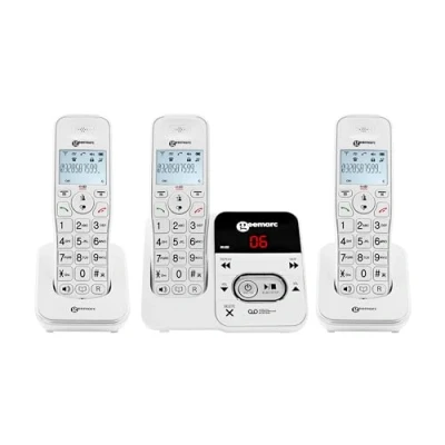 Abbildung von Geemarc Amplidect 295 Trio Schnurlostelefon Paket mit 3 Mobilteilen Direkter Zugriff auf den Anrufbeantworter Geeignet für Senioren Geringer bis mittlerer Hörverlust Version DE