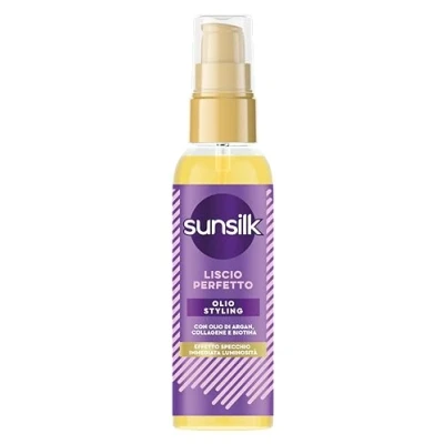 Abbildung von Sunsilk Styling Öl, glatte perfekte Linie, Öl für glattes Haar, Anti Frizz Effekt, ultraleichte Textur, mit Arganöl, Kollagen und Biotin, 75 ml