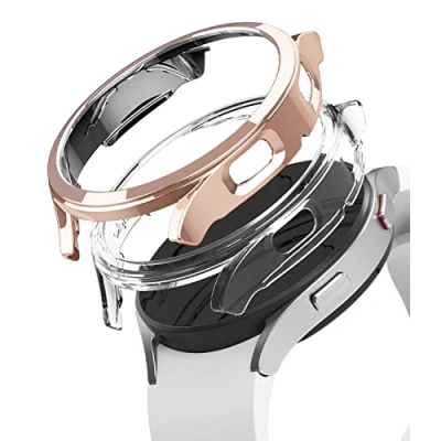 Abbildung von Ringke Slim Kompatibel mit Galaxy Watch 4 40mm Hülle Clear &amp; Chrome Rose Gold [2 Pack]