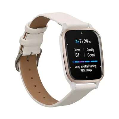 Abbildung von kwmobile Armband kompatibel mit Garmin Venu Sq 2 Music/Sq Echtleder Fitnesstracker Sportarmband Band