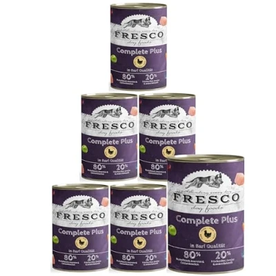 Abbildung von FRESCO Dog Complete Plus Nassbarf Huhn 6 x 800g getreidefrei für Hunde gesund und natürlich ohne künstliche Zusätze Made in Germany