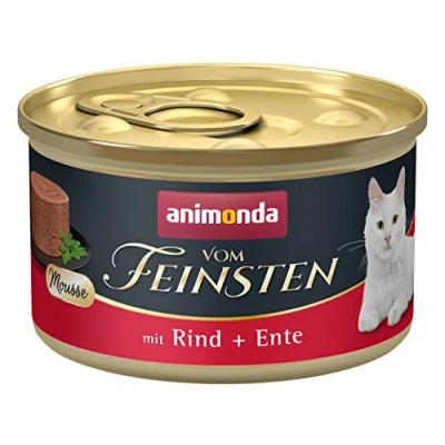 Abbildung von animonda vom Feinsten Mousse Katzenfutter Nass, Katzennassfutter für erwachsene Katzen, zuckerfrei, mit Rind + Ente, 12 x 85