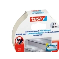 Abbildung von tesa Verlegeband Anti SLIP Economy Gewebeband transparent 5 m : 25 mm (Packung, 1 St) Rutsch Klebeband für Indoor &amp; Outdoor geeignet