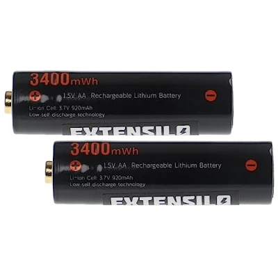 Abbildung von EXTENSILO Akkus AA Mignon, 2 Stück für Diverse Geräte Wiederaufladbare Batterien, 920 mAh, 3,7 V, Li Ion
