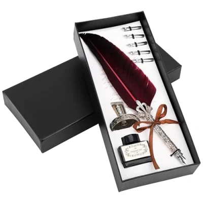 Abbildung von Belle Vous Cuttermesser Calligraphy Pen Set with Holder Red feather, (1 tlg)