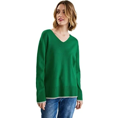 Abbildung von Street One MIT V Ausschnitt Strickpullover, Damen, Größe: 34, Grün