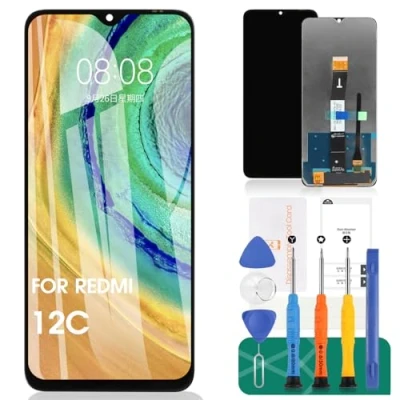 Abbildung von Ersatz LCD Display für Xiaomi Redmi 12C 22120RN86G, Touchscreen Digitizer, Montage Reparatur Kits (Schwarz, ohne Rahmen)