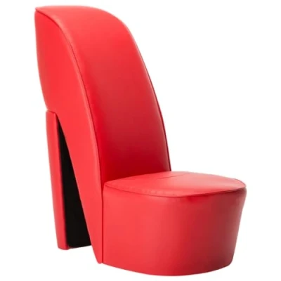 Abbildung von vidaXL Schuhsessel High Heel Design Sessel Stuhl Polstersessel Wohnzimmersessel Loungesessel Relaxsessel Hocker Sitzhocker Rot Kunstleder