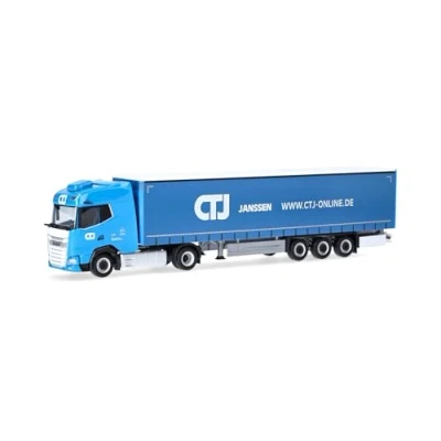 Abbildung von Herpa LKW Modell DAF XG Gardinenplanen Sattelzug CTJ (Nordrhein Westfalen/Dormagen), Miniatur im Maßstab 1:87, Sammlerstück, Made in Germany, Kunststoff