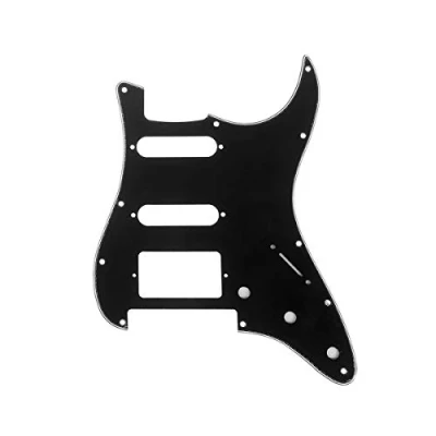 Abbildung von Musiclily Pro 11 Löcher HSS Strat Pickguard Gitarren Schlagbrett für Fender American/Mexican Standard Stratocaster Modern Style E Gitarre mit Floyd Rose Bridge Cut,3 lagig Schwarz
