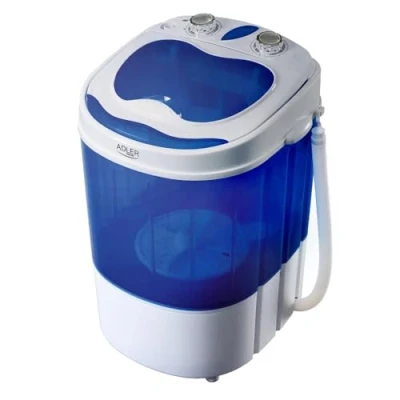 Abbildung von Adler Waschschüssel AD 8051, Mini Waschmaschine + Schleuder, Camping, 3 kg Volumen, blau, weiß