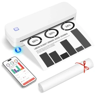 Abbildung von GuKKK Mobiler Drucker A4 für Unterwegs, Thermodrucker Wireless Bluetooth Handy Printer, Unterstützt Thermopapier im 210 x 297 mm, Kompatibel mit iOS &amp; Android