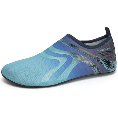Abbildung von IceUnicorn Badeschuhe Damen Strandschuhe Herren Barfuss Socken Schwimmschuhe Aquaschuhe Wasser leich(342Blau,44/45EU)
