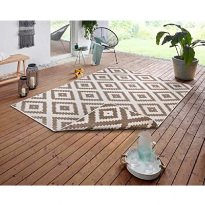 Abbildung von NORTHRUGS Teppich &quot;Malta Wendeteppich&quot;, rechteckig, In &amp; Outdoor, Wetterfest, Balkon, Rautenmuster, Wohnzimmer,Wasserfest