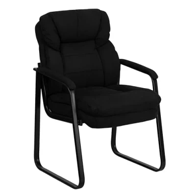 Abbildung von Flash Furniture Chefsessel aus Mikrofaser, mit Lendenwirbelstütze und Schlitten, Schwarz
