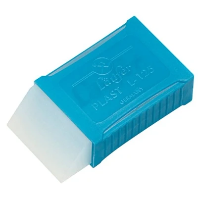 Abbildung von Läufer 69392 Plast L 125 Radierer mit Haltemanschette aus Kunststoff, Radiergummi abgeschrägt transluzent