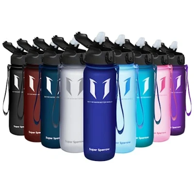 Abbildung von Super Sparrow Trinkflasche mit Strohhalm Tritan Wasserflasche 1L BPA Frei Ideale Sportflasche Auslaufsichere Trinkflaschen für Kinder Leicht, Nachhaltig