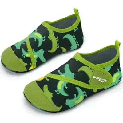 Abbildung von Badeschuhe Strandschuhe Schwimmschuhe Wasserschuhe Junge Baby Aquaschuhe Schnell Trocknend Barfuss Schuh für Kinder Beach Pool（Dinosaurier DunkelGrün 22/23）
