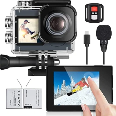 Abbildung von icefox Action Cam 4K Ultra HD 20MP Kamera Unterwasserkamera Wasserdicht 40M 170 Degree Weitwinkel WiFi Camcorder EIS Stabilisierung mit Dual 1350 mAh Akku