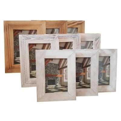 Abbildung von quantio 3er Set HENZO Holz Bilderrahmen Cottage 10 x 15 cm grau, weiß oder braun Fotorahmen aus &amp; Glas, Farbe:Weiß