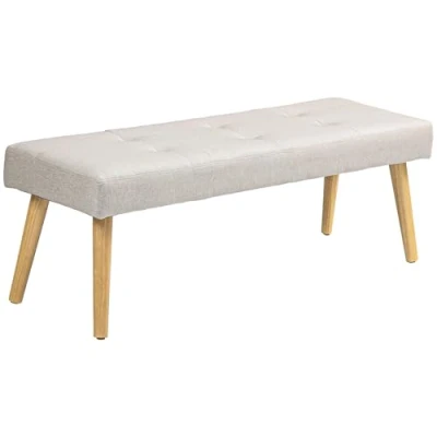 Abbildung von HOMCOM Polsterbank Hockerbank, Polyester Kautschuk (Sitzbank, 1 St., Schminktischbänke), für Schlafzimmer, Cremeweiß