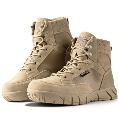 Abbildung von FREE SOLDIER Herren Stiefeletten Ultralight Military Tactical Arbeit Stiefel Knöchelhoch 6&quot; Inch Zoll Spitze bis atmungsaktiv Desert Boots(Tan,43,Dünnschnitt)