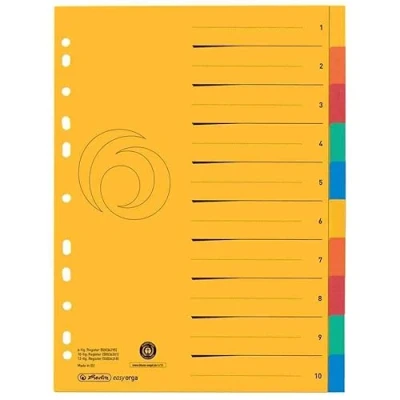 Abbildung von Herlitz Register A4 XXL Manila Karton 10 teilig 5 Farben