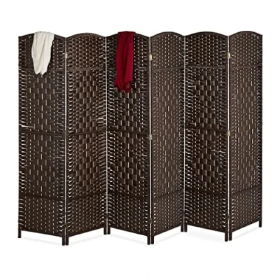 Abbildung von Relaxdays Paravent Raumteiler, HxB: 170x240 cm, Faltbarer Raumtrenner, 6 teiliger Sichtschutz, Holz &amp; Papierseil, braun