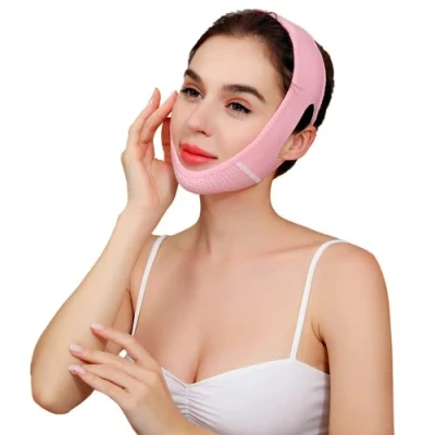 Abbildung von V Lifting Mask FöRmig Maske,Gesichts Abnehmen Maske Shape, Doppelkinn Reduzierer,V Gesicht Wange Anheben Kinn Face Slimming Gesichtsbandage FüR Frauen Anti Aging（Rosa） (Rosa)