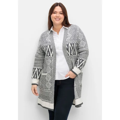 Abbildung von Sheego Lange Strickjacke, Damen, Größe: 40/42, Grau