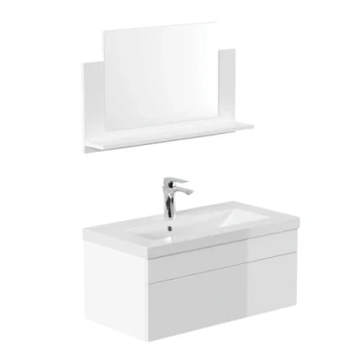 Abbildung von HOME DELUXE Badmöbel Set WANGEROOGE BIG, (Komplett set, 3 St., tlg), Softclose Funktion I Badezimmerschrank, Waschbecken