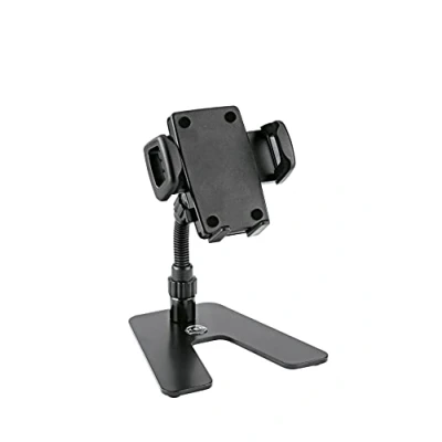 Abbildung von K&amp;M 19746 Smartphone TischStativ Schwarz, Stahlsockel 360 Drehung, flexible Klemmbacken für diverse Handy Modelle