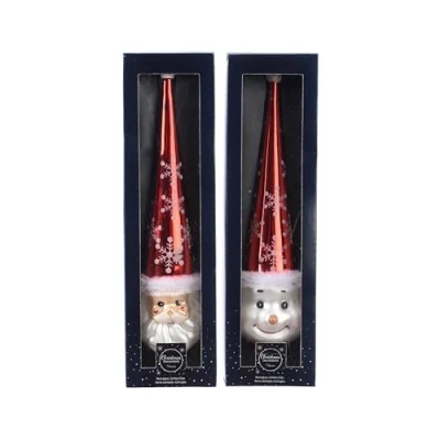 Abbildung von Weihnachten Peak Glasfigur d7,5 und h30 cm rot/weiß Decoris