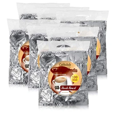 Abbildung von 7x Cafeclub Dark Roast Kaffeepads Megabeutel je 100 stk. dunkle Röstung einzeln verpackt