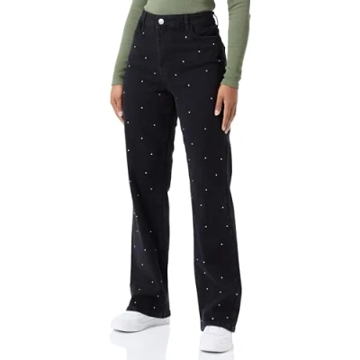 Abbildung von PIECES Pcsiffi Hw Wide Rhinestone Jeans BLC