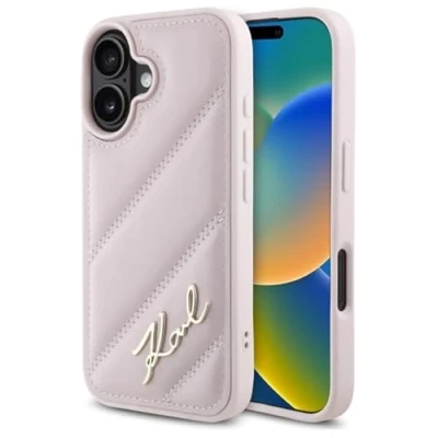 Abbildung von CG MOBILE Karl Lagerfeld KLHCP16SPQDSMGP Hülle für iPhone 16 6.1&quot; Rosa hardcase Quilted Signature