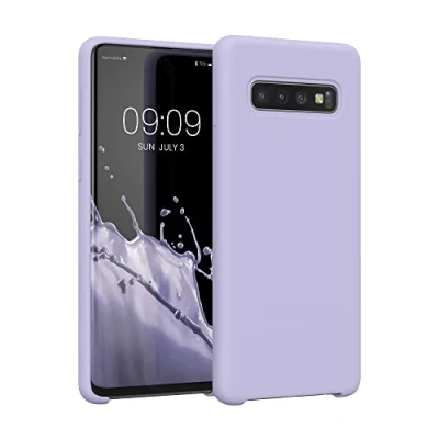 Abbildung von kwmobile Hülle kompatibel mit Samsung Galaxy S10 Silikon Handy Case Handyhülle weiche Oberfläche kabelloses Laden Pastell Lavendel
