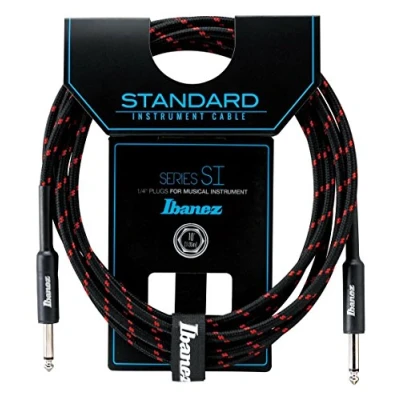 Abbildung von Ibanez SI10 BW 10 ft 2 Straight Plugs Standard Woven Instrument Cable Black/Wine Red
