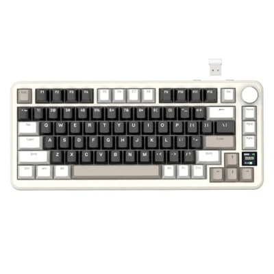 Abbildung von ATTACK SHARK X85PRO Kabellose mechanische Tastatur mit TFT Display und Drehknopf, 75% QMK Gaming Dichtung, 2,4 G/BT/USB C kabelgebunden, Hot Swap fähiger, 4000 mAh, NKRO, RGB, PC/MAC