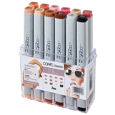 Abbildung von COPIC Classic Set &quot;Porträt&quot;, 12er im Acryl Display, Twin Marker mit einer mittelbreiten und feinen Spitze