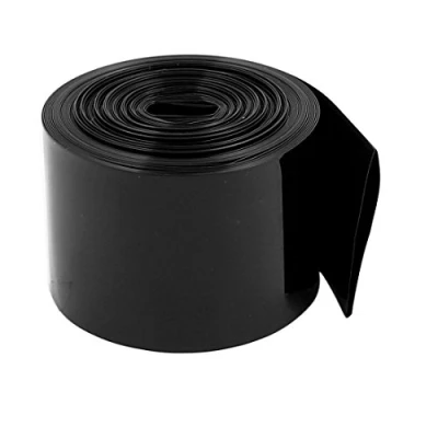Abbildung von sourcing map 30 mm flache Breite 2,2 m Länge PVC Schrumpfschlauch schwarz für 18650 Akkupack